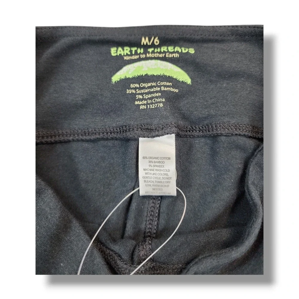 Earth Threads Sustainable Organic Black‎ Yoga Pants Girls Medium (6)